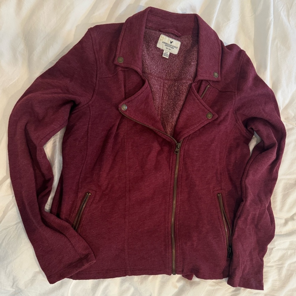 American Eagle Motorcycle Maroon Jacket Size L